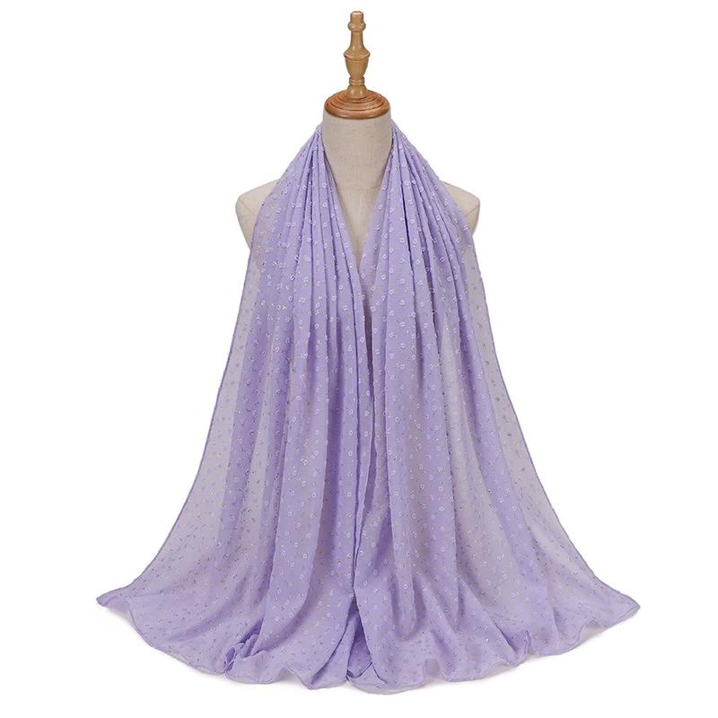 Шарф с жемчугом и штампами из шифона для женщин, однотонный хиджаб для головы, головной платок, однотонные шали, повязка на голову, Foulard Femme, мусульманский хиджаб