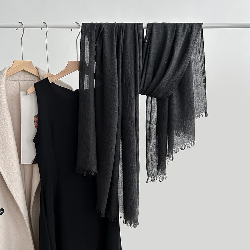 Cotton and Linen Scarf, Fashion, Literary Style, Solid Color, Linen Scarf, Women's Air-conditioned Room, Shawl, and Sunscreen Silk Scarf Outside.