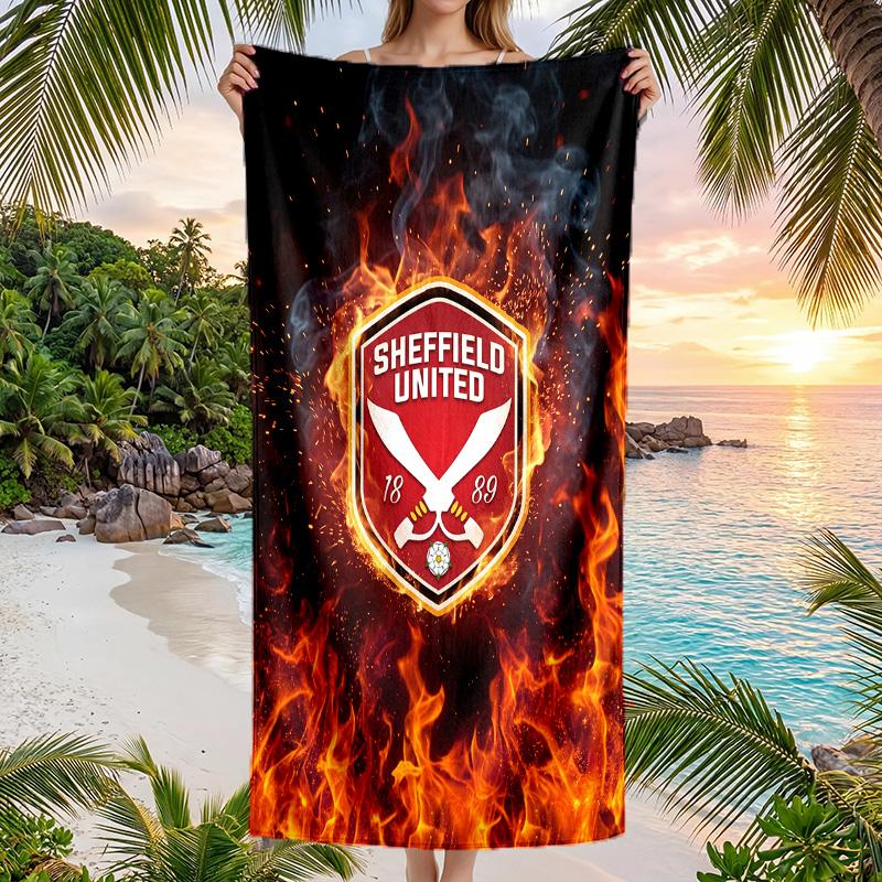 Sheffield United Football Beach Towel Soft Microfiber Summer Towel Quick Dry Absorbent Towel for Beach Swimming Pool Travel