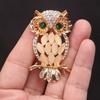 Stunning Owl Opal Brooch Elegant Rhinestone Animal Pin for Women