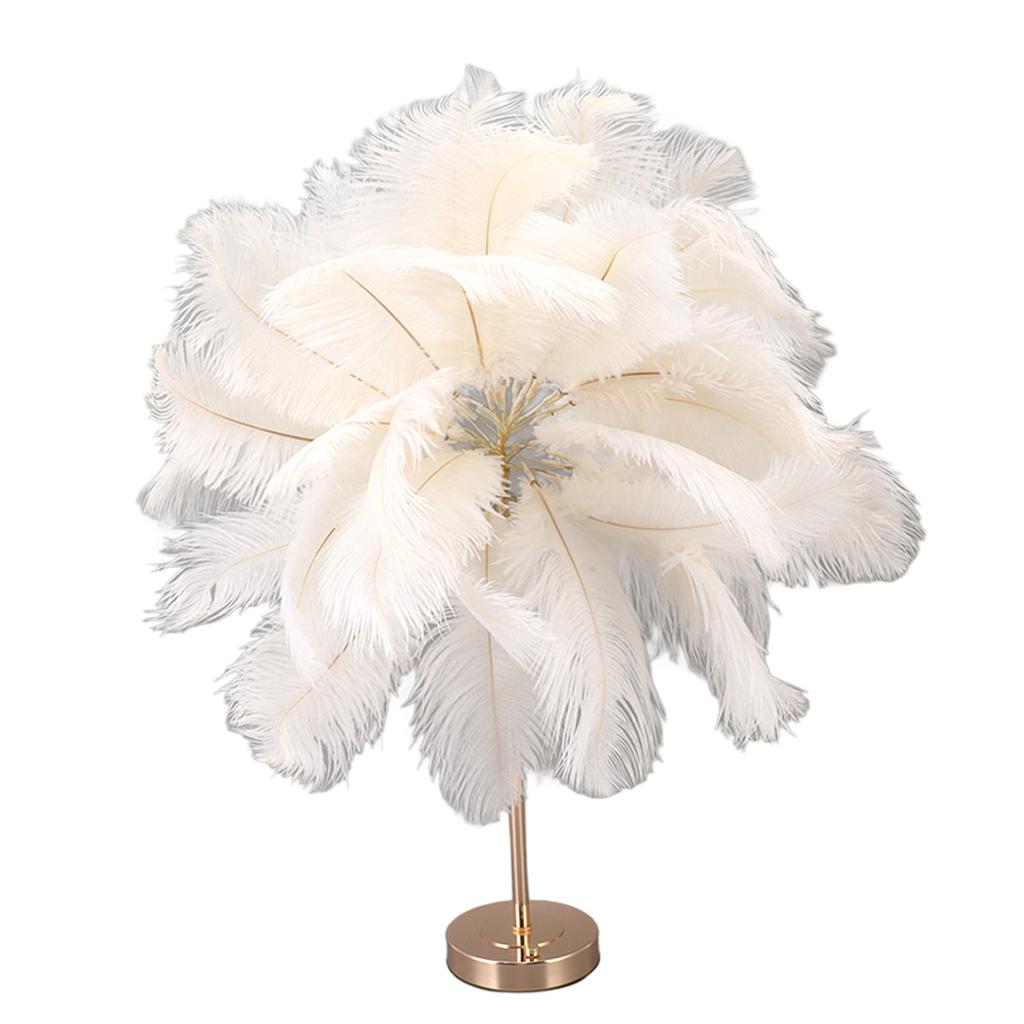 Ostrich Feather Table Lamp Rechargeable Modern Romantic Decoration Lamp Bedroom Bedside Lamp for