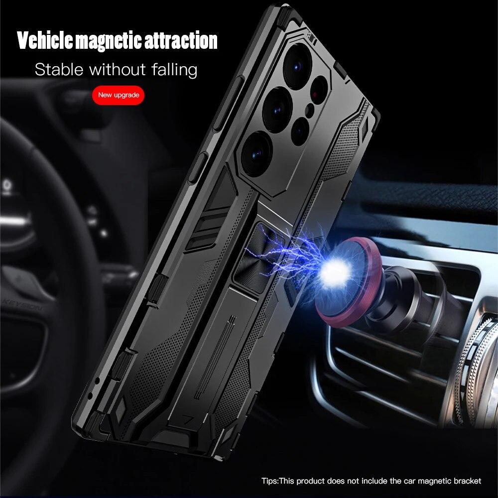 KEYSION Противоударный чехол для Samsung S24 Ultra 5G S24 + Plus, силиконовый + чехол-подставка для телефона из ПК для Galaxy S23 S22 Ultra S21 FE 5G