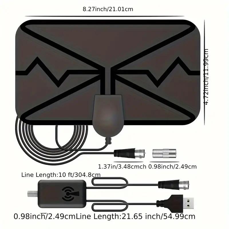 HD Antenna Digital Antenna Indoor Antenna Support 4K1080p With HDTV Cable Support UHF VHF View HDTV Channels