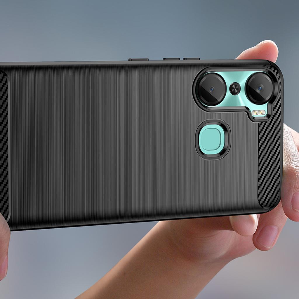Infinix Hot 12 Pro Carbon Silicone Case - Flexible, Durable, Black Protective Cover