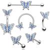 1 Pc Heart Butterfly Belly Button Ring Fashion Glitter Nose Ring Ear Studs Lip Studs Piercing Barbell Pircing Body Zircon