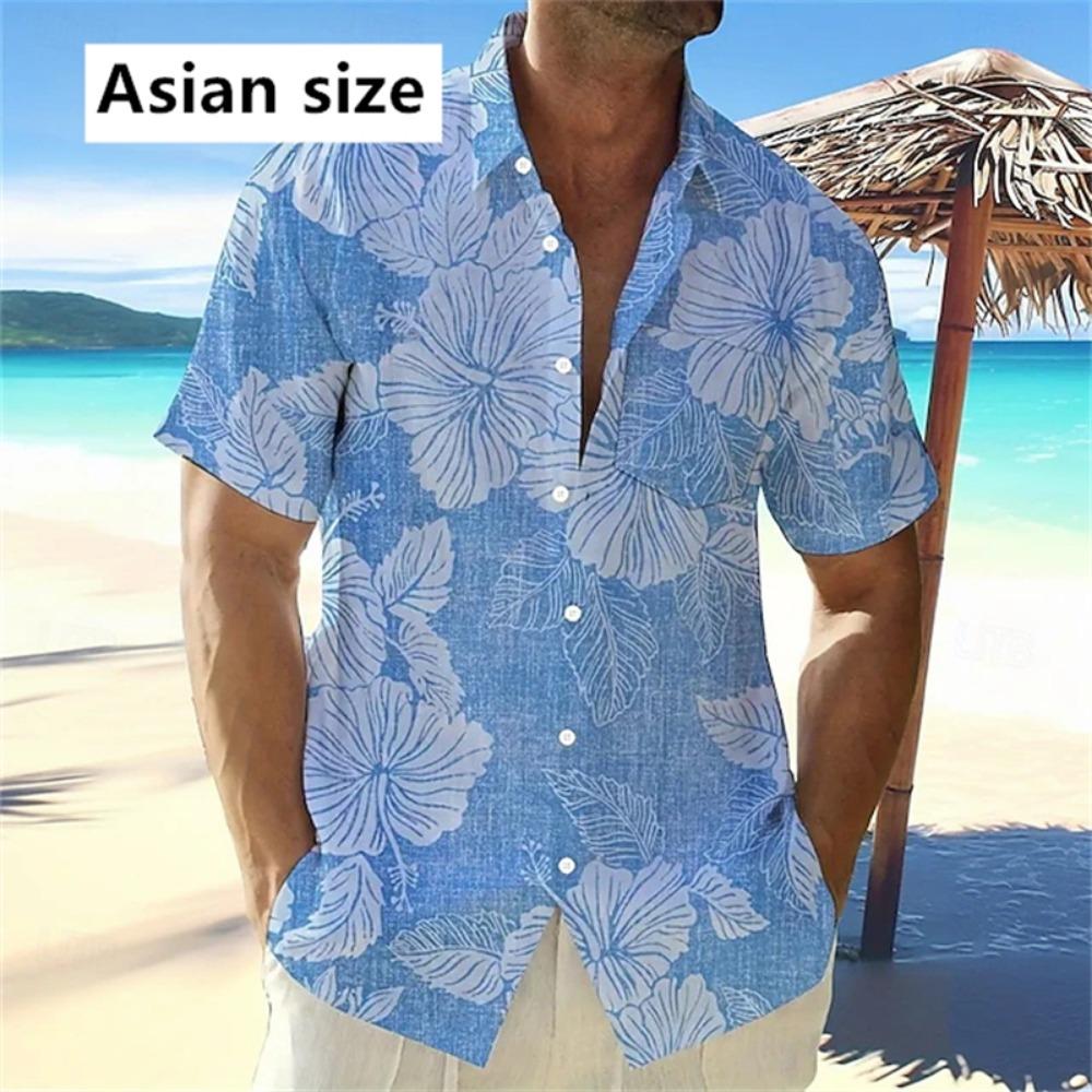 2025 Гавайская рубашка мужская и женская 3D-печатная рубашка с тропическим растением на пуговицах, летняя складная рубашка с коротким рукавом, модный топ
