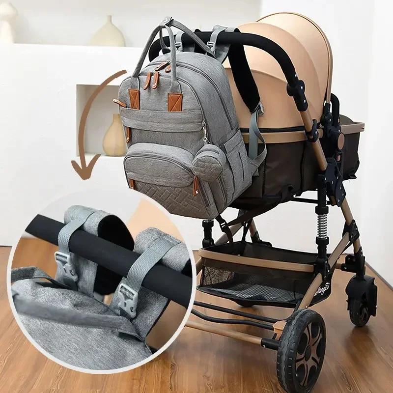 Рюкзак-сумка для подгузников, дорожная сумка-тоут для детских вещей, многофункциональная, водонепроницаемая, с ковриком для пеленания и ремешками для коляски, большая для мамы