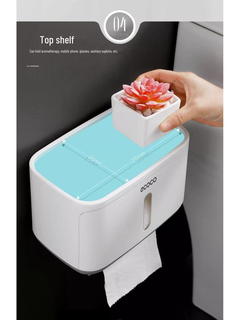 Wall-Mounted Waterproof Toilet Paper Holder and Tissue Box