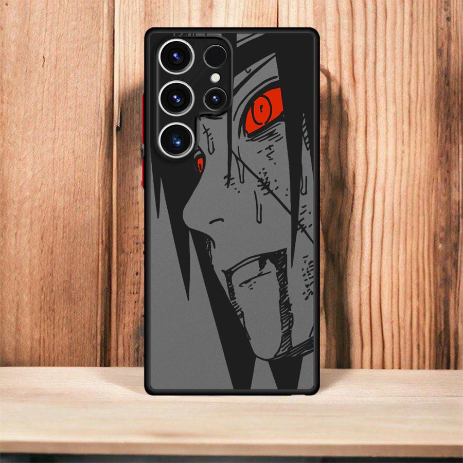 Naruto Itachi Art Black Edge Shell Case for Samsung Galaxy S10+ S24 Ultra S22 Plus S21 S20 FE S23 S21 5G S9 Plus S25 Ultra