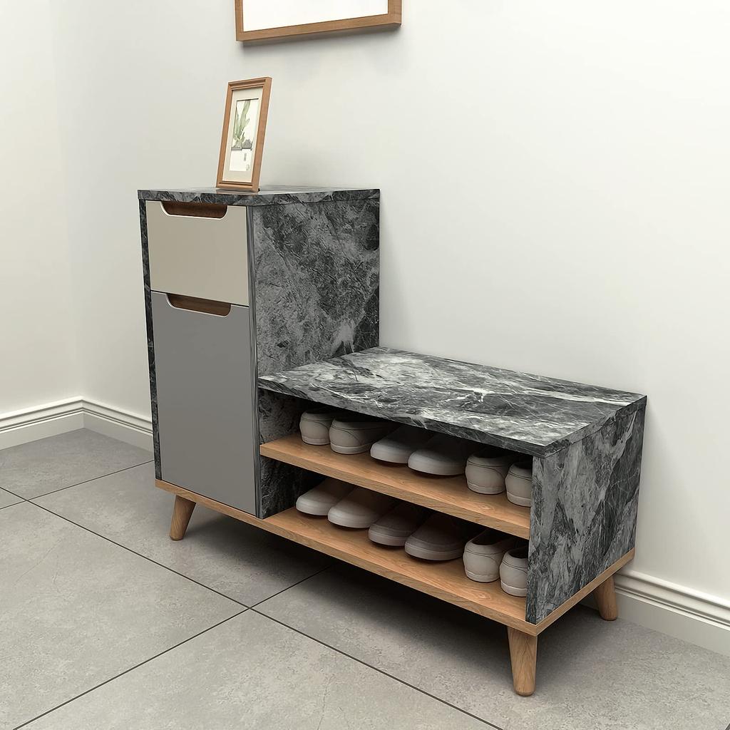 Boobest Width 80cm X Length 900cm Thick Remake Sheet Marble Sheet Gray Wallpaper Sticker Removable Wallpaper Waterproof Oil Proof Stain Resistant Heat