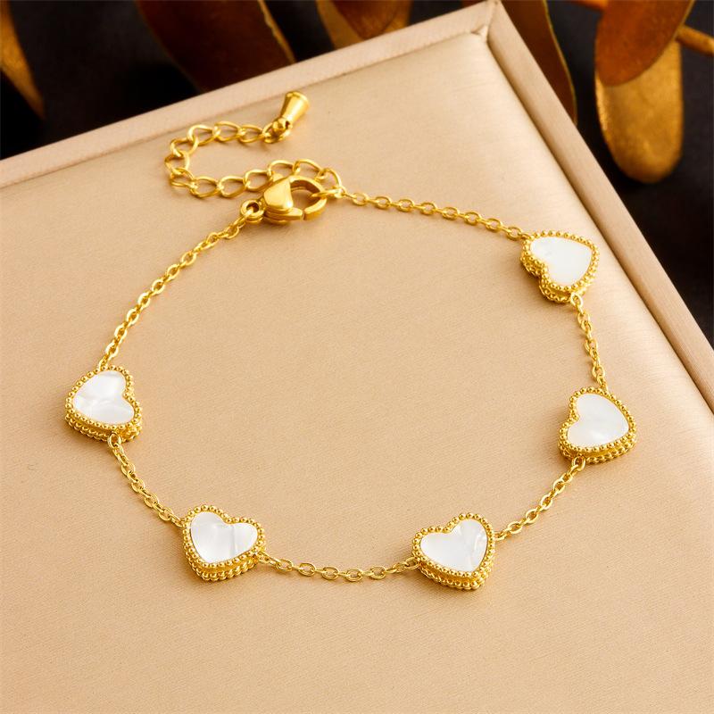 Gold Plated Mother of Pearl Heart Necklace Earrings Set Dainty Love Pendant Jewelry
