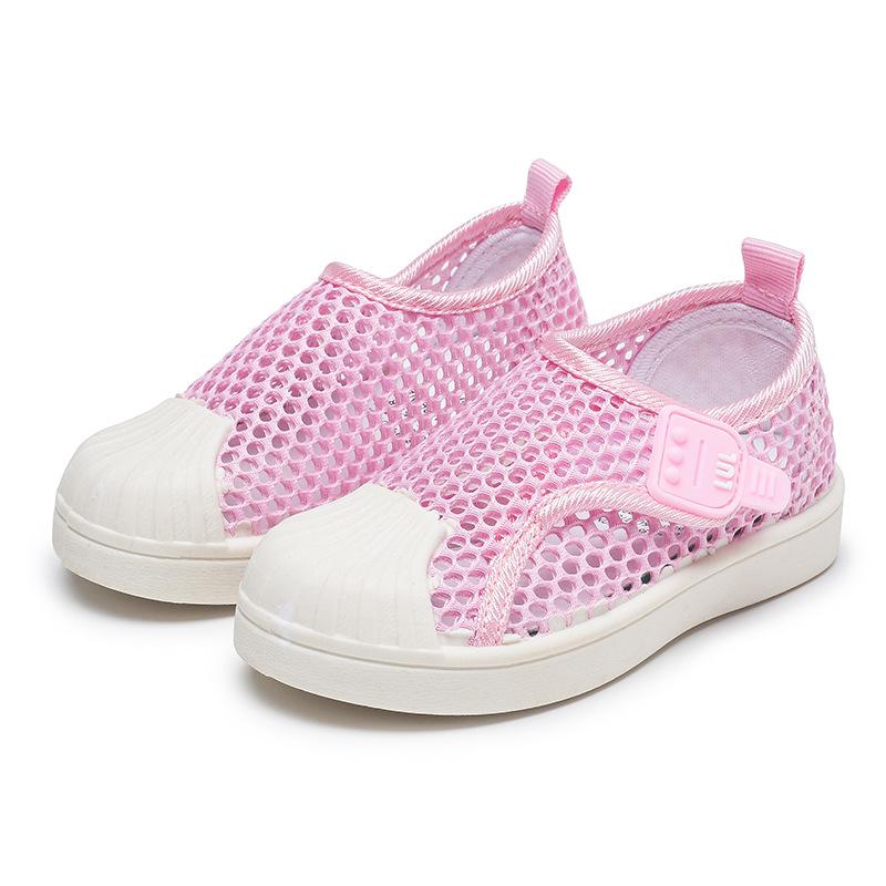 Детские полусандалии для мальчиков и девочек, повседневные кроссовки с сетчатыми вырезами, дышащие детские летние пляжные туфли, сандалии