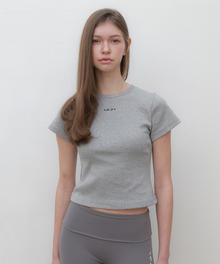 INJIACTIVE Slim Fit Logo Crop Tee Gray