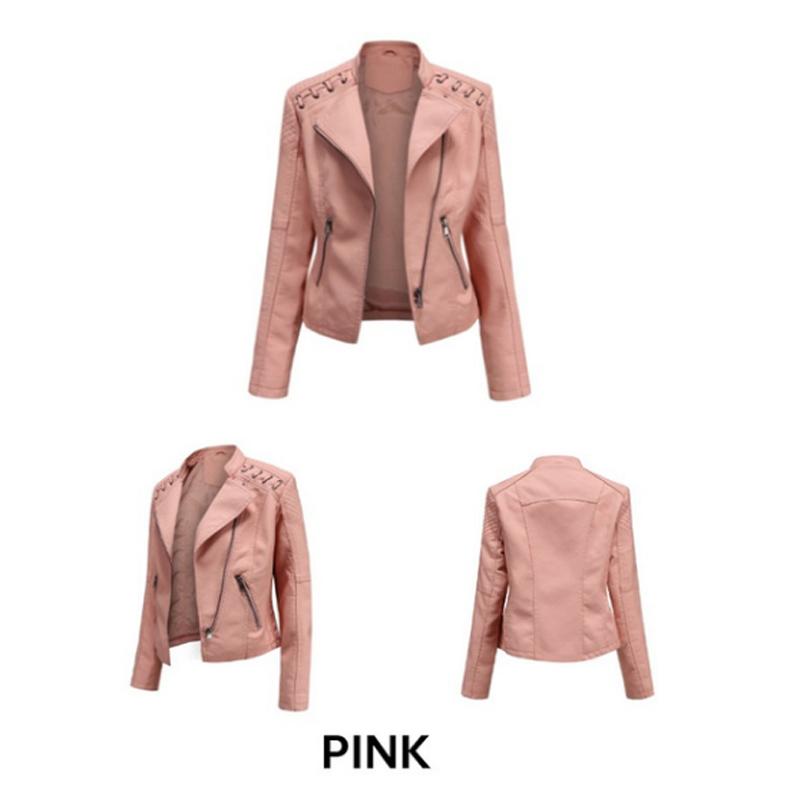 Женская осенне-зимняя кожаная куртка, модная повседневная приталенная мотокуртка, стильная байкерская куртка, мотоциклетная одежда для женщин