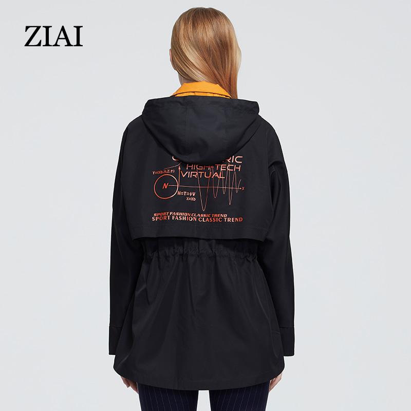 Куртка ZIAI с тонким коротким поясом и капюшоном, новые женские весенние тренчи, парка в стиле Ins, дизайнерская коллекция высокого качества