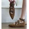 Inner height increase fashion rivet pointed belt buckle Mary Jane shoes women's 2026 new retro versatile single shoes