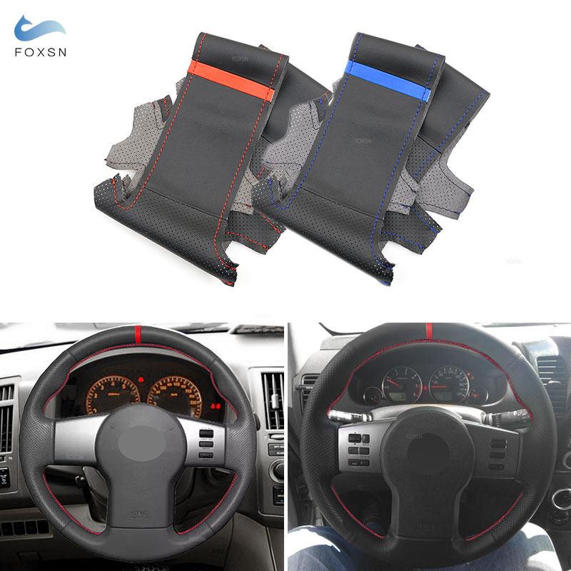 Car Styling Perforated Microfiber Leather Steering Wheel Cover Trim For Nissan Frontier Pathfinder III Xterra Navara 2005 -