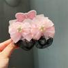 2PCS Mermaid Girls Elastic Hair Net Spring Clip Hair Bun Cover Sweet Ballet Hair Net  Kids