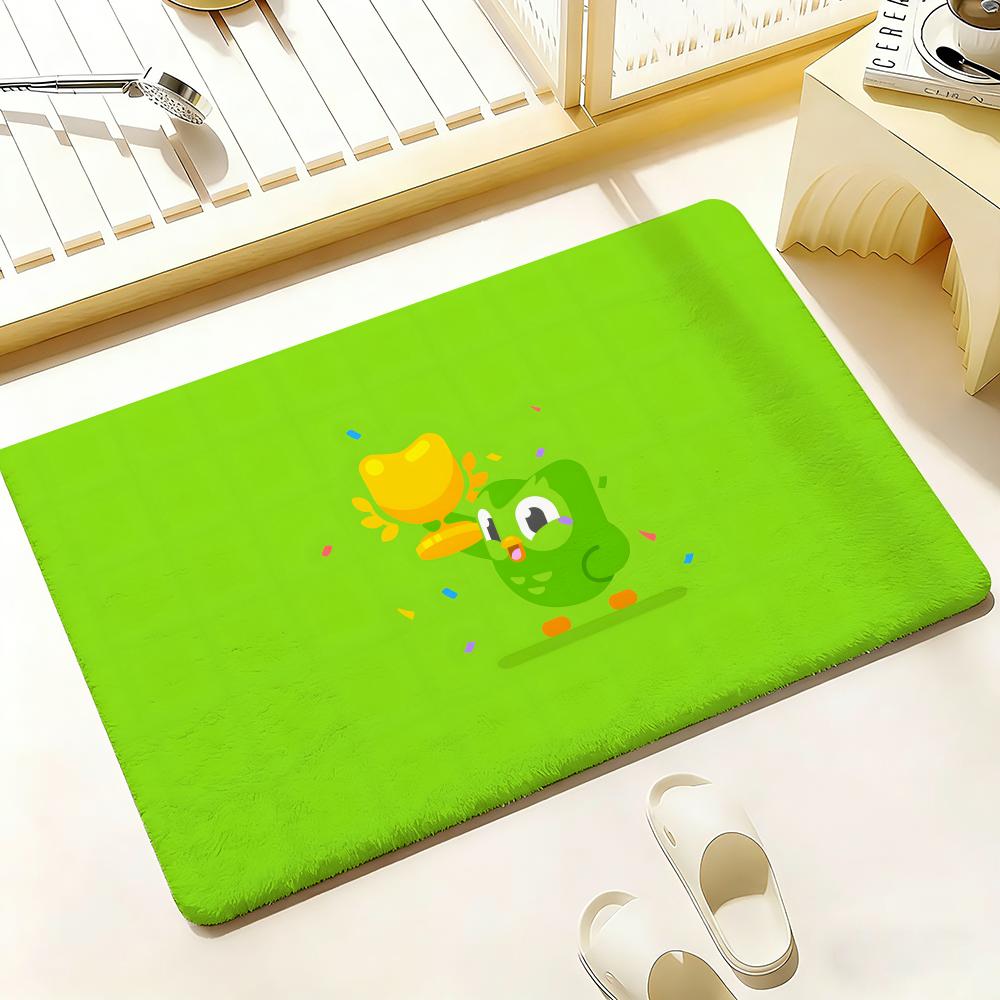 Сова Duolingo Duo 2 Напольный коврик Спальня Гостиная Фланелевый коврик для двери Нескользящий Домашний декор