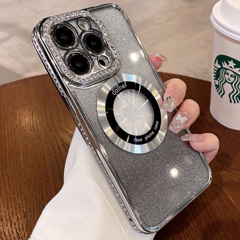 Роскошный блестящий чехол Magsafe с беспроводной зарядкой Diamond для iPhone 14 13 12 11 Pro Max Plus, чехлы с магнитным бампером