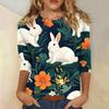 3/4 Sleeve Top Women's T-shirt Casual Easter Print Top T-shirt Crew-neck Jumper