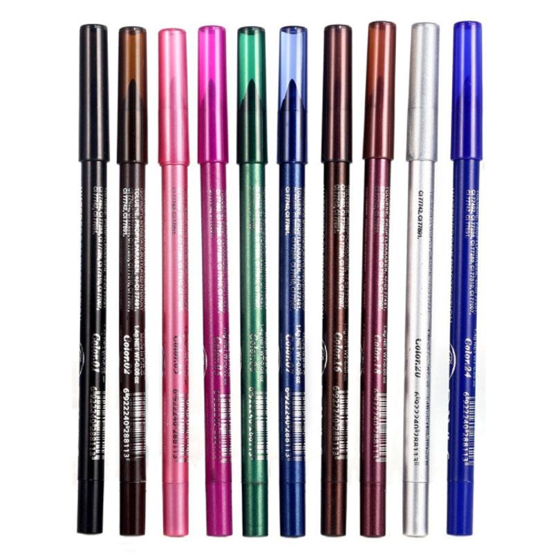 10 Pcs Long Lasting Waterproof Colourful Eyeliner Pencil Pearl Light Eye Shadow Eyeliner Crayon