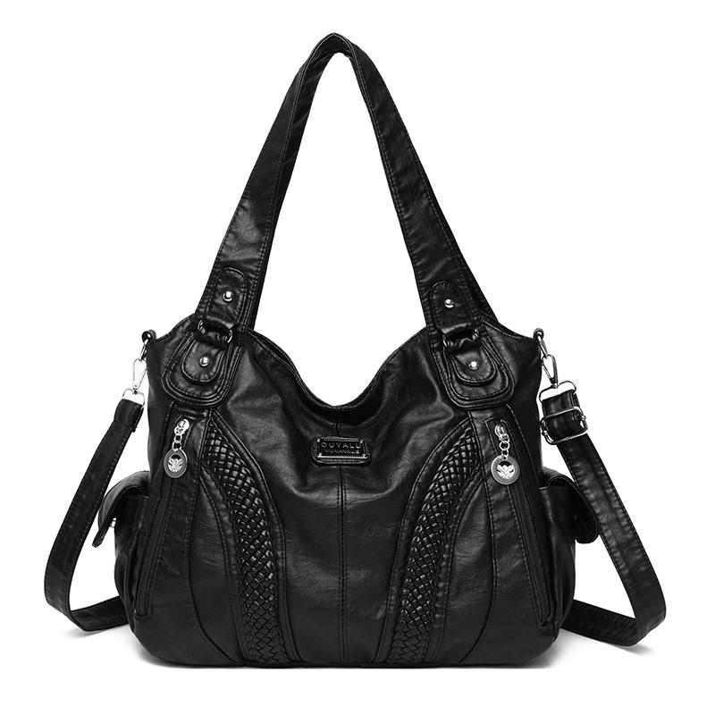 Luxury New Large Capacity Women Bag Solid Color PU Leather Ladies Handbags and Purse Fashion Retro Girls Shoulder Messenger Bags