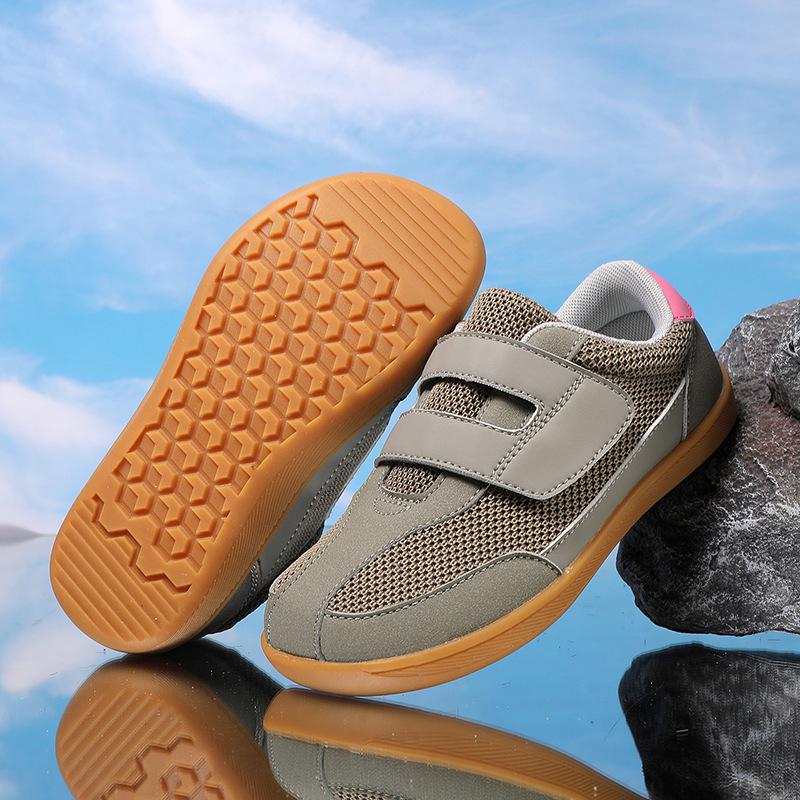 Детские осенние кроссовки на липучке для босоногих - Широкий носок, Дышащие, Удобные для бега и прыжков со скакалкой