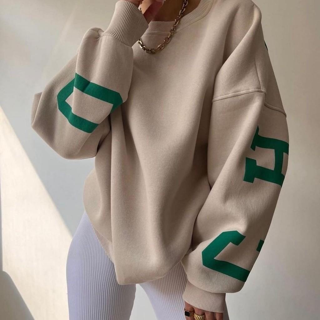 Casual Fashion Letter Print Thick Pullover Sweatshirt For Women Winter 2022