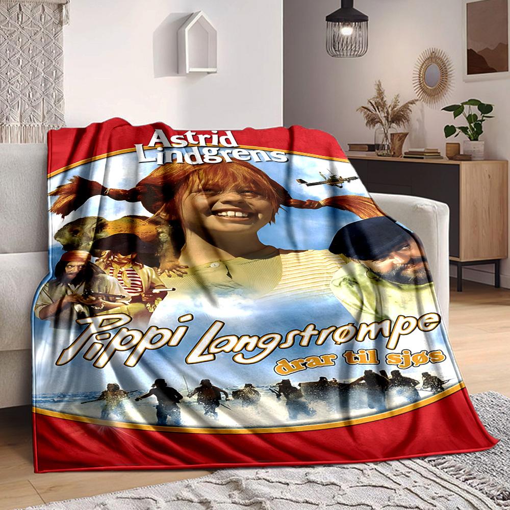 1pc Pippi Longstocking Blanket Soft All Season Throw with Vibrant Design, Perfect for Home, Travel, and Gifts, Ideal for Naps and Camping