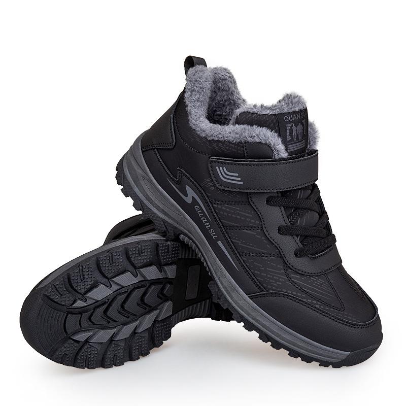 Уличная обувь из хлопка, зимняя, с ворсом, утолщенная, теплая, нескользящая, для пожилых людей, повседневная, с высоким берцем, для ходьбы, не пропускающая брызги, обувь для мам