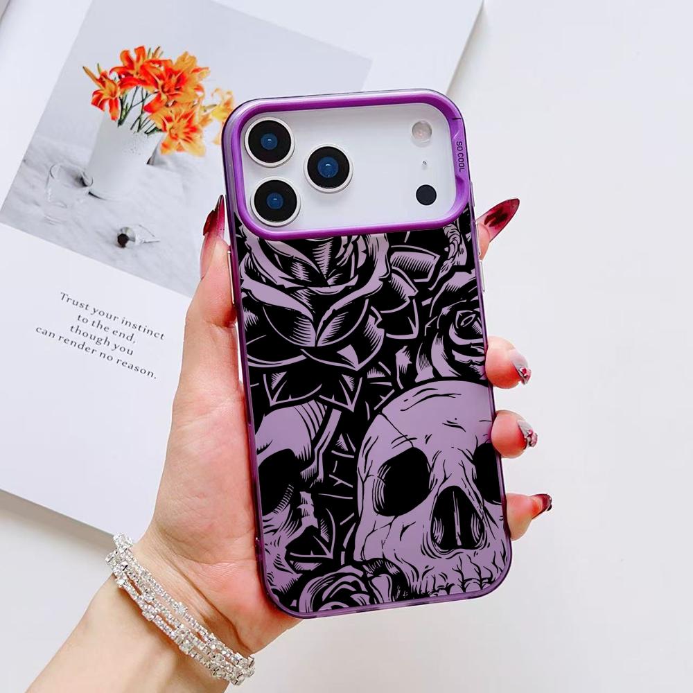 Крутой чехол для телефона с черепом для iPhone 17 16 15 14 13 12 11 Pro Max Air Матовый Лазерный Аврора Ударопрочный Funda