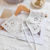 Classic White Detachable Fake Collar Shirt Fake Tie Vintage Embroidered Women Elegant Dress Women Tied Overhead Cotton Shawl