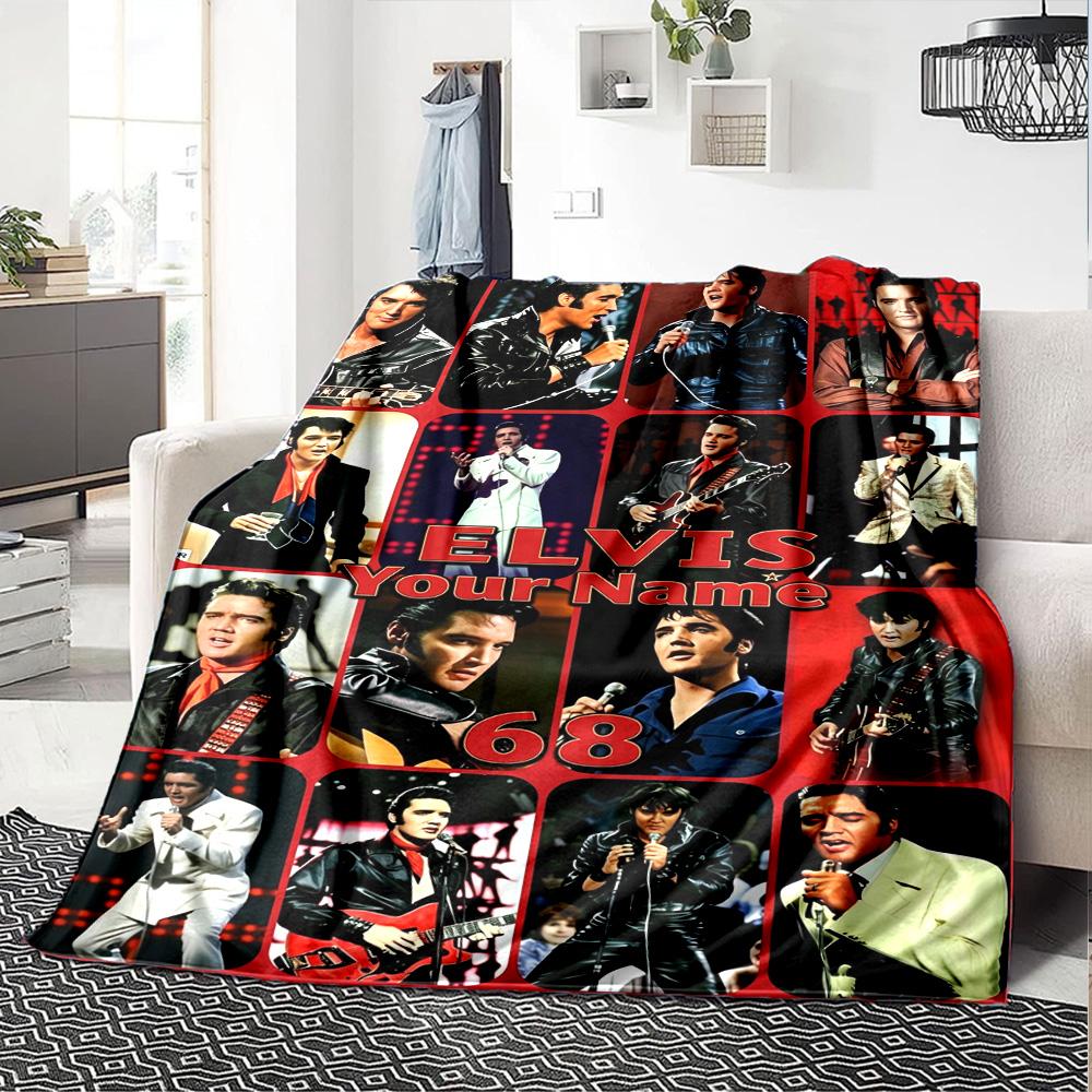 Elvis Presley Personalized Text Blanket Lightweight Customizable Blanket Durable Comfort Throw For Bed Livingroom Home Decor Office