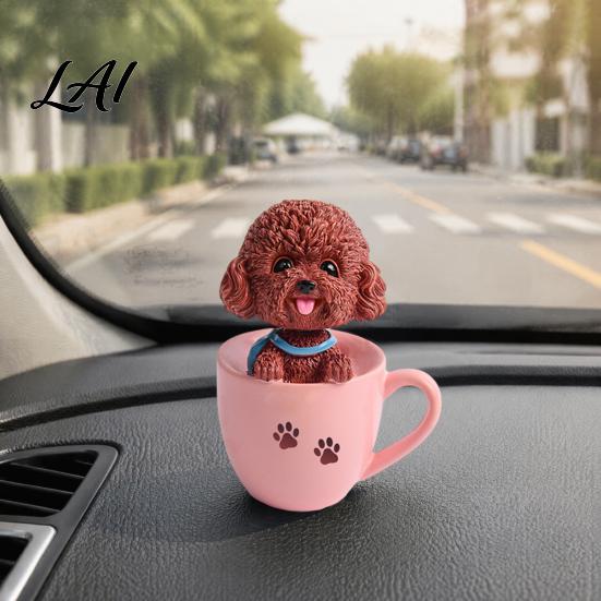Car Aromatherapy Air Freshener Cup Shaking Head Dog Ornament Resin Teddy Schnauzer Dashboard Cute Puppy Interior Decor Decor Heat Resistant