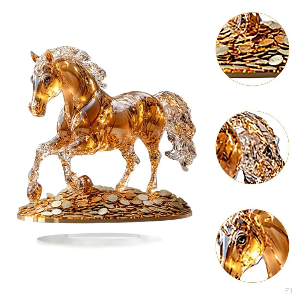 Акриловая скульптура в форме лошади 2D с подставкой, настольное украшение, уникальная статуэтка, украшение