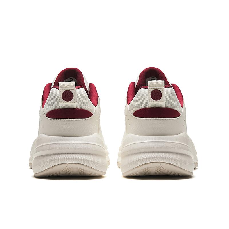 Anta Fabric Synthetic Leather Ace Shock Absorbing Wear Resistant Low Top Dad Shoes Men Sneaker White Red 912338802-11