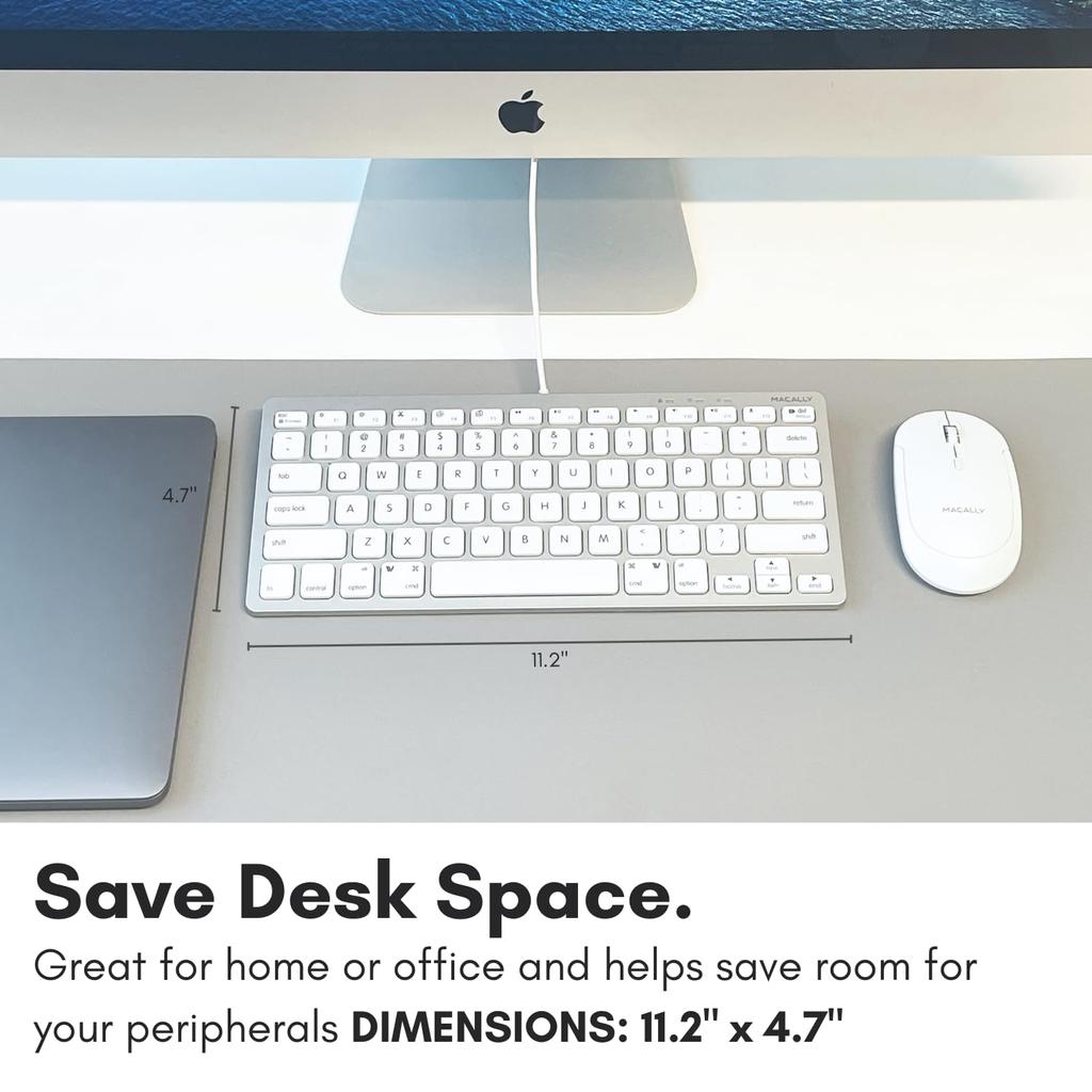 MACALLY Mac US Совместимая с Mac и Ножничный механизм Полная 78 Работа с Удаленной работой Клавиатура, Проводная, Компактная, Раскладка, Windows, Тихая, (Пантограф), Размер,