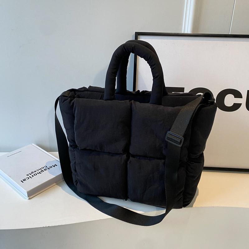 Сумка через плечо для женщин, весенняя мода, хлопковая подбитая сумка, большая вместимость, стеганая сумка-тоут