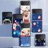 Чехол для Samsung Galaxy Z Flip 3 4 5G, черный жесткий корпус для ПК, корпус телефона Z Flip4, роскошный сегментированный чехол, милый рождественский мультяшный чехол