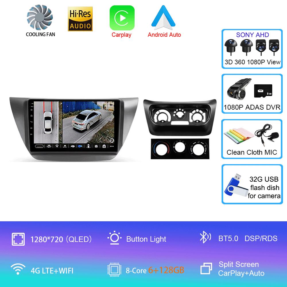Автомагнитола Android 14 Carplay Для Mitsubishi Lancer 9 CS 2000 2001- 2010 Навигация GPS Мультимедийный проигрыватель WiFi+4G Стерео видео BT