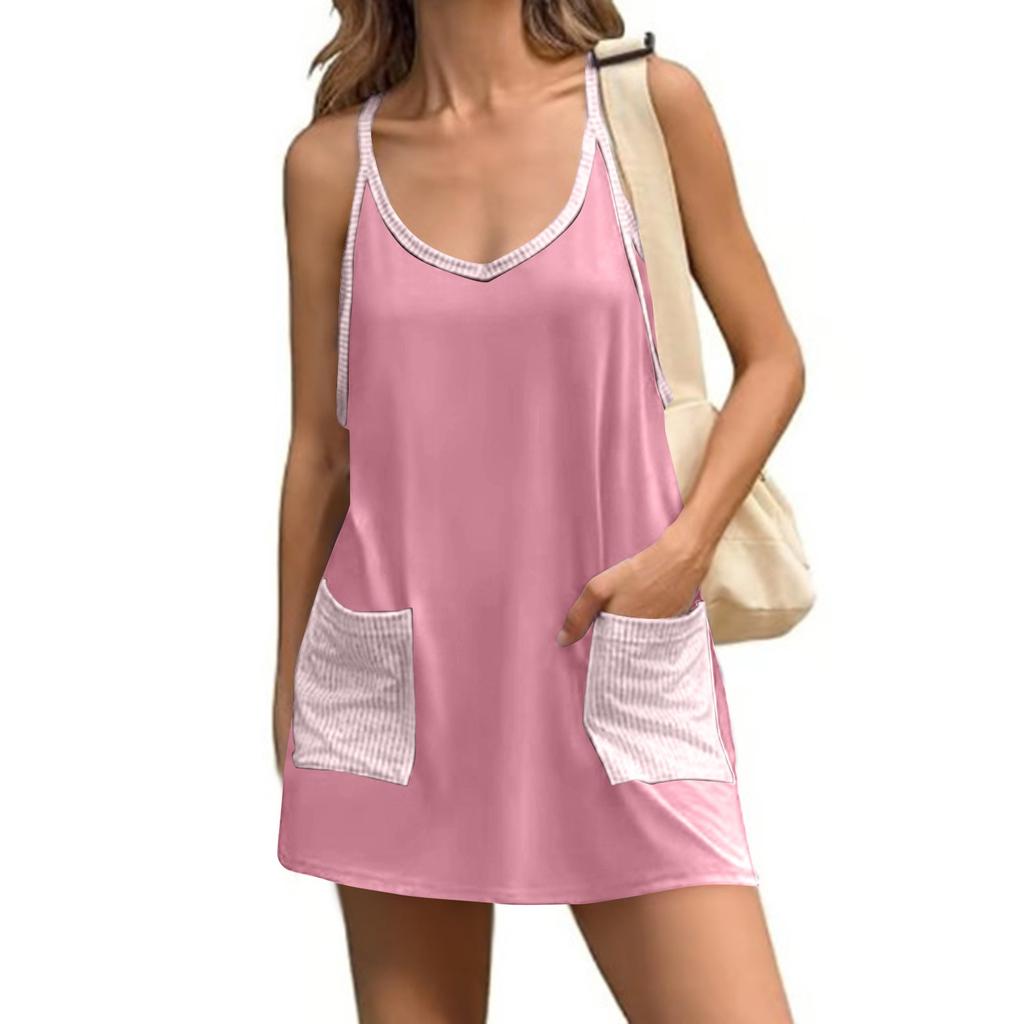 Women's Summer Tennis Sports Dress Casual Holiday Bodysuit Built-in Shorts
