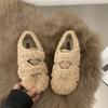 Интернет-знаменитость, белые французские туфли Мэри Джейн на плоской подошве, пушистые женские туфли 2025 года, теплые осенне-зимние туфли-бини из хлопка с мягкой подошвой