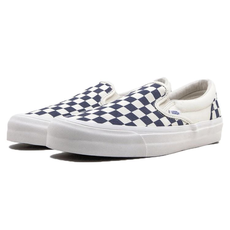 Vans Темно-синие кроссовки унисекс без шнуровки OG Classic Slip-On LX в шахматном порядке, белые VN0A32QNP4I
