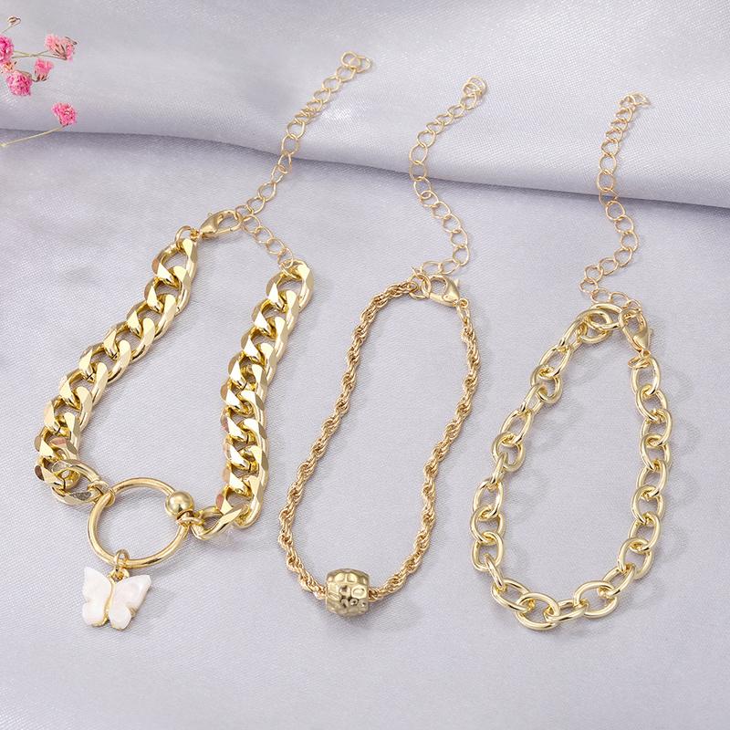 Браслет с подвеской в ​​виде бабочки, кольцо с пряжкой, студенческий браслет, элегантный женский браслет в стиле ретро, ​​набор браслетов с темпераментом