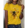 Summer Round Neck 3D Bee Pattern Print Top Fashionable Casual Short Sleeved Women's T-shirts