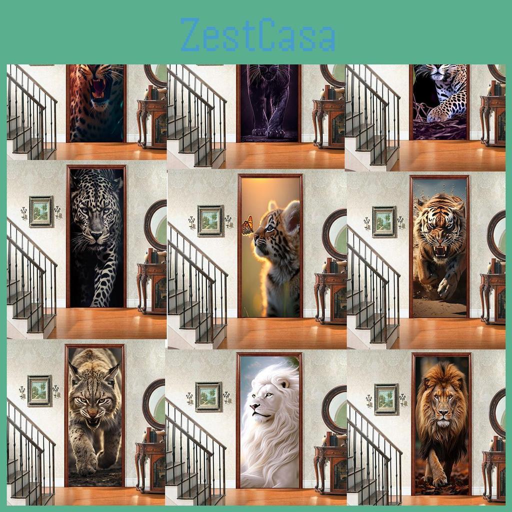 Leopard Tiger Decoration Fridge Door Stickers Animal Simple Abstract Lines Flowers Wallpaper For Living Room Home Decor Bedroom Art Decals