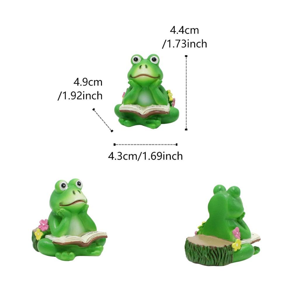 3pcs Green Frog Potted Mat Cartoon Animal Statue  Micro-landscape Accessories