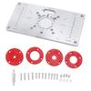 Router Table Insert Plate Woodworking Aluminum Router Plate with 4 Insert Rings for Wood Trimming