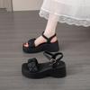 Platform Soft Leather Sandals Female 2025 New Summer Casual Fairy Style Versatile Thick Heel Beach Sandals